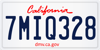 CA license plate 7MIQ328