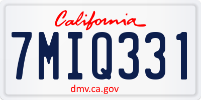 CA license plate 7MIQ331