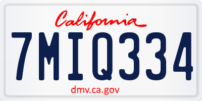 CA license plate 7MIQ334