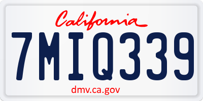 CA license plate 7MIQ339