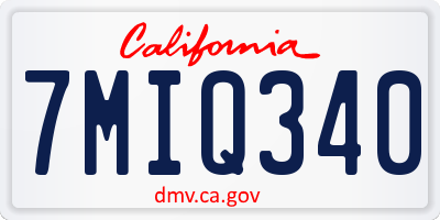 CA license plate 7MIQ340
