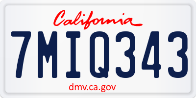 CA license plate 7MIQ343
