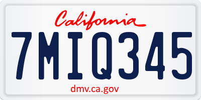 CA license plate 7MIQ345