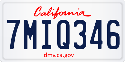 CA license plate 7MIQ346