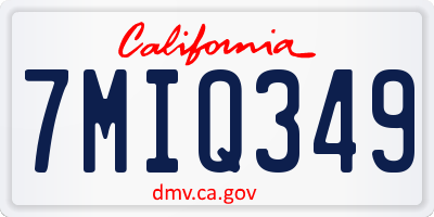 CA license plate 7MIQ349