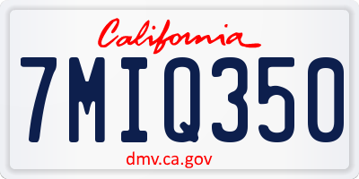 CA license plate 7MIQ350