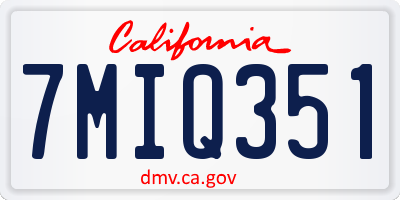 CA license plate 7MIQ351