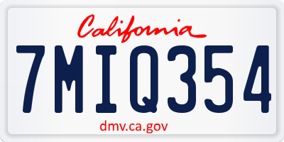 CA license plate 7MIQ354