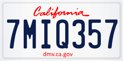 CA license plate 7MIQ357