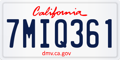 CA license plate 7MIQ361