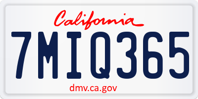 CA license plate 7MIQ365