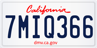 CA license plate 7MIQ366