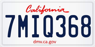 CA license plate 7MIQ368