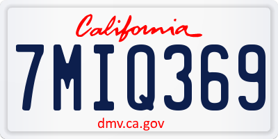 CA license plate 7MIQ369