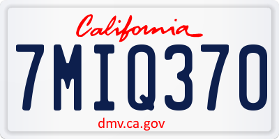 CA license plate 7MIQ370