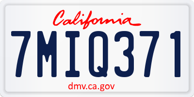 CA license plate 7MIQ371