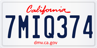 CA license plate 7MIQ374