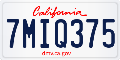 CA license plate 7MIQ375