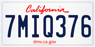 CA license plate 7MIQ376