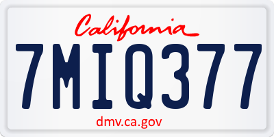 CA license plate 7MIQ377