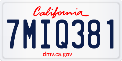 CA license plate 7MIQ381