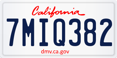 CA license plate 7MIQ382