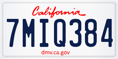 CA license plate 7MIQ384