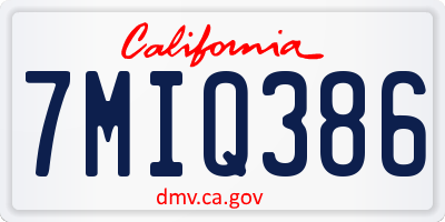 CA license plate 7MIQ386