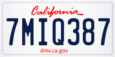 CA license plate 7MIQ387