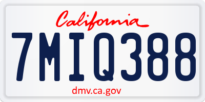 CA license plate 7MIQ388
