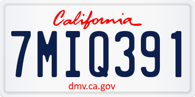 CA license plate 7MIQ391