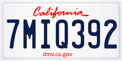 CA license plate 7MIQ392