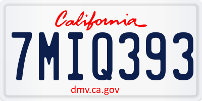 CA license plate 7MIQ393