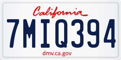 CA license plate 7MIQ394