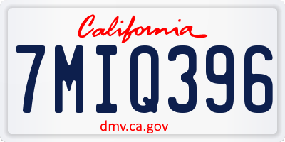 CA license plate 7MIQ396