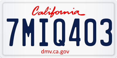 CA license plate 7MIQ403