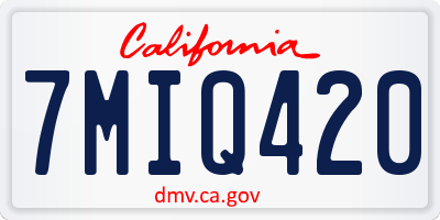 CA license plate 7MIQ420