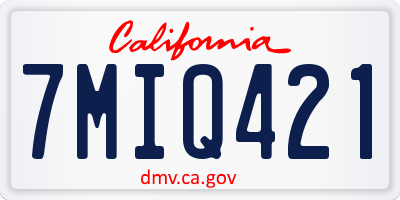 CA license plate 7MIQ421