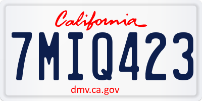 CA license plate 7MIQ423