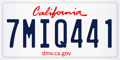 CA license plate 7MIQ441