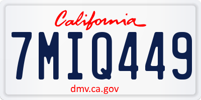 CA license plate 7MIQ449