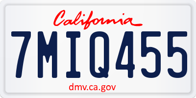 CA license plate 7MIQ455