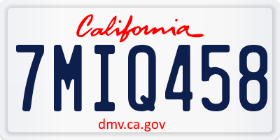 CA license plate 7MIQ458