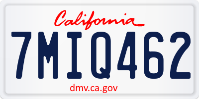CA license plate 7MIQ462
