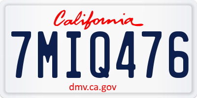 CA license plate 7MIQ476