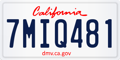 CA license plate 7MIQ481