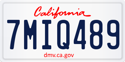 CA license plate 7MIQ489
