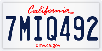 CA license plate 7MIQ492