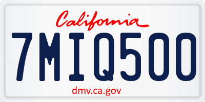 CA license plate 7MIQ500