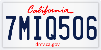 CA license plate 7MIQ506